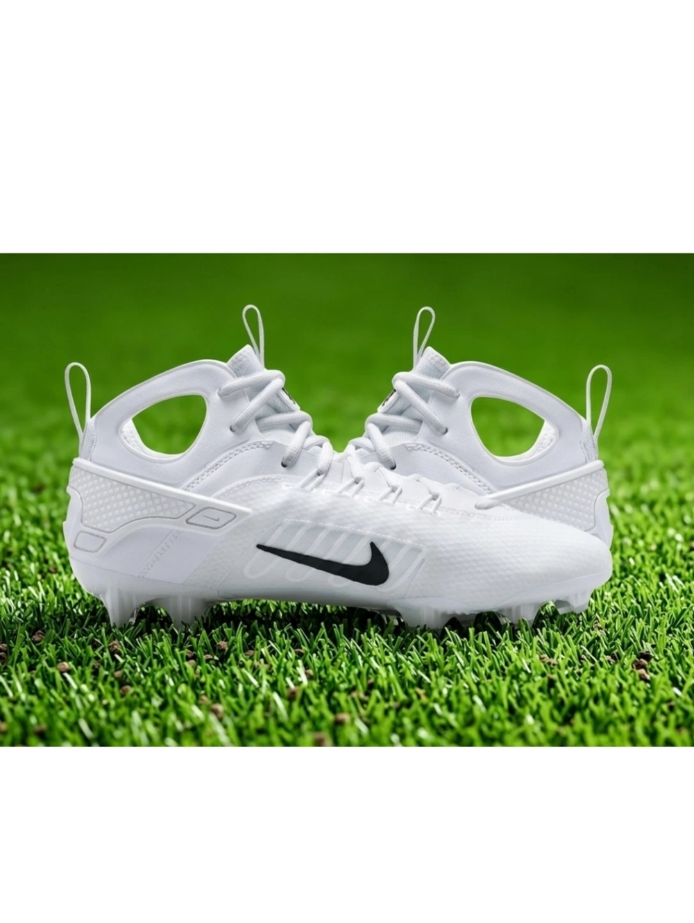 Nike Huarache 9 Elite Mid LAX Lacrosse Cleats White Black